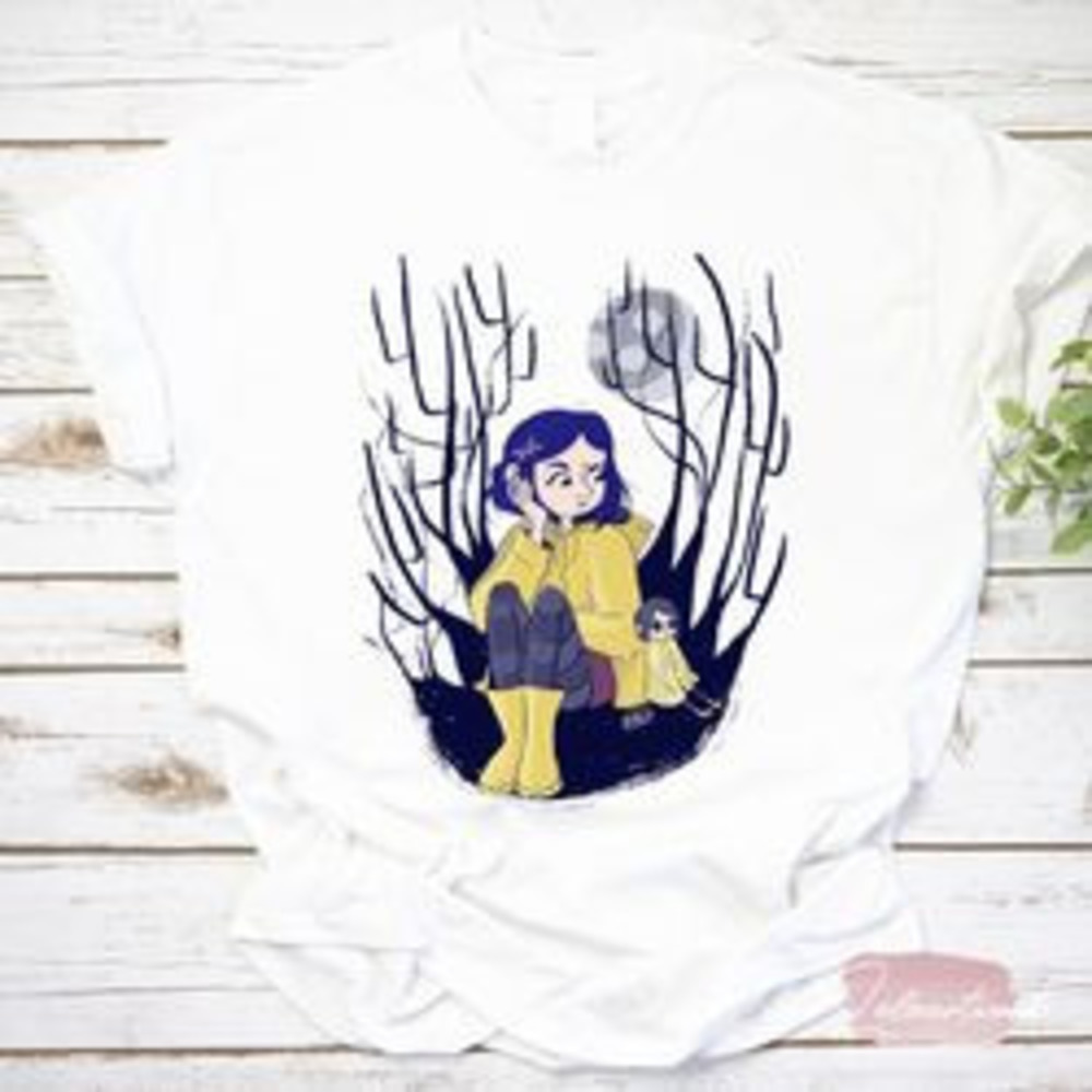 Coraline Full Moon Cat Dark Fantasy Graphic T-Shirt